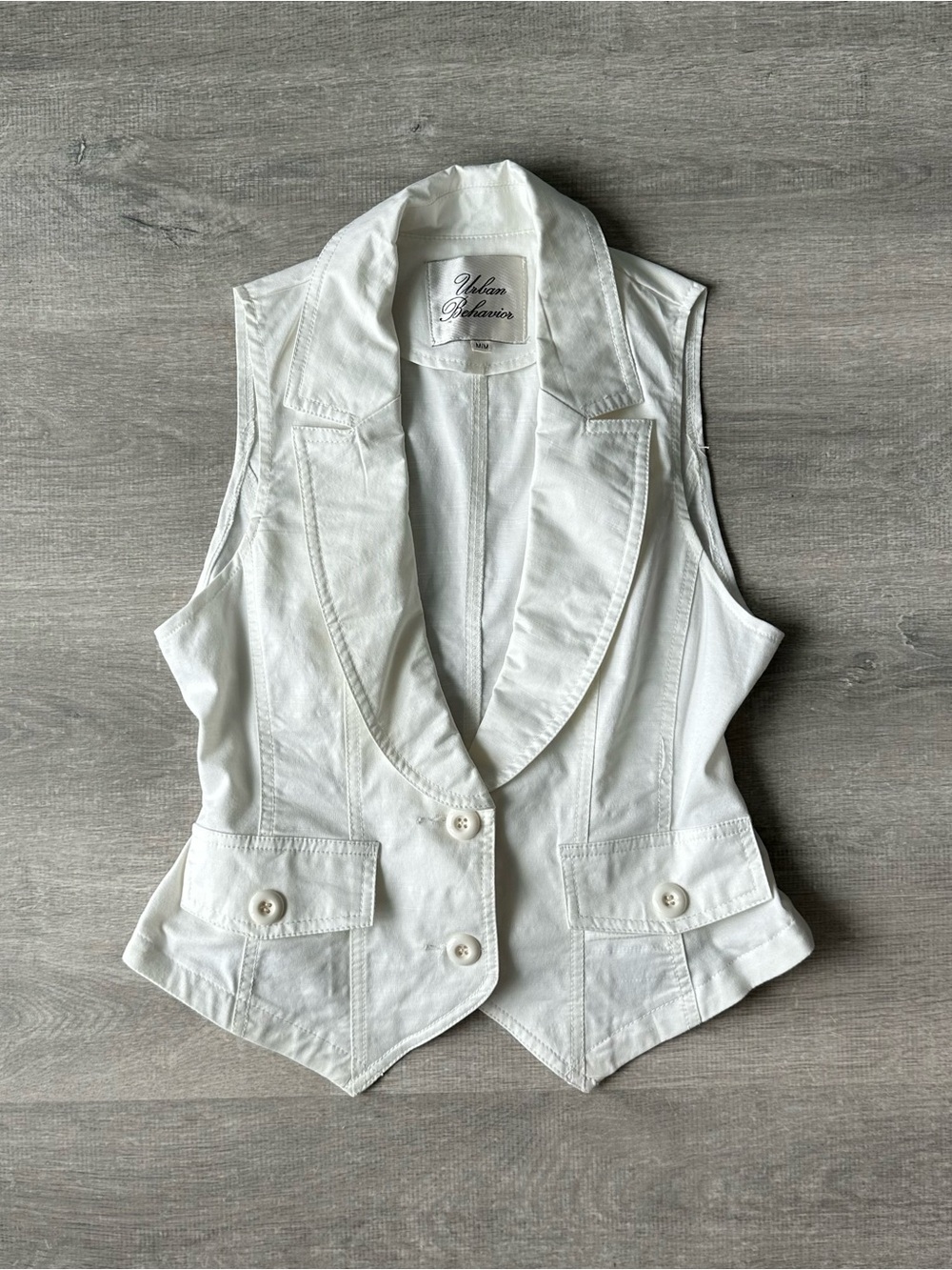 Urban Behavior White Sleeveless Tailored Vest